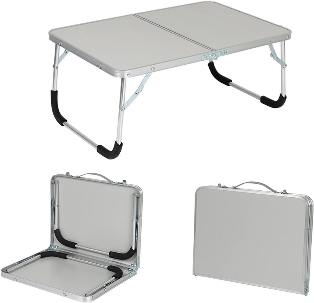 Portable Outdoor Folding Table Camping Picnic Table Laptop Desk Computer Table Camping Accessories (Color : Silver)