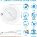 ZAGO LED 6" 120 Volts Closet Light Wired, PIR Motion Sensor Ceiling Disc Light, 15W, 1100 Lumens, CRI>80, 5000K Daylight White for Closet, Laundry, Garage, Pantry, Wet Location, ETL, White, 2 Packs