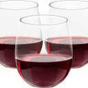 FOCUSLINE 32 Pack Plastic Wine Glasses Stemless, 12 Oz Crystal Clear Disposable Wine Cups, Reusable Plastic Wine Glasses for Parties Weddings, Shatterproof Recyclable and BPA-Free