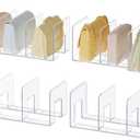 HBlife Purse Organizer for Closet, 3 Sections Widened Clear Handbag Storage Shelf Bag Organizer Acrylic Clutch Dividers for Closet Organizers and Storage, 4 Pack (Fits Up to 4.17 Inch Width Small Bag)