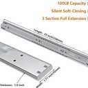 LONTAN 1 Pair Side Mount Heavy Duty Drawer Glides 22 inch Soft Close Drawer Slides 100 LB Capacity Ball Bearing Full Extension Cabinet Rails