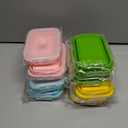 Mifoci Set of 8 Silicone Collapsible Bowls for Camping with Vent Lid 17 oz Silicone Storage Containers for Food Meal Preparation Square Bowl Microwave Freezer Dishwasher Safe (Pink,Yellow,Blue,Green)