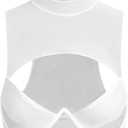 SweatyRocks Women's Cut Out Sheer Mesh Crop Top Mock Neck Sleeveless Y2k Party Rave Tops (White) S