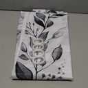 Gray and White Eucalyptus Shower Curtain Watercolor Grey Floral Plant Leaf Shower Curtains for Bathroom Botanical Flower Waterproof Fabric Bath Curtain Decor with Hooks (Black, 72'' x 72'')