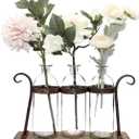 Rustic Flower Vase Set with Rack Stand Farmhouse Glass Bottles for Decor Table centerpieces