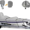 900D Bass Boat Cover - Trailerable Bass Tracker Boat Cover, Waterproof Bass Tracker Cover with Motor Cover Fits Bass Boat, V-Hull Tri-Hull Boat, 16-18.5' Long (Beam Width up to 98"), Grey