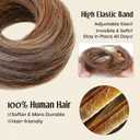 MY-LADY Messy Bun Hair Pieces Human Hair for Women Real Hairpiece Straight Scrunchies Tousled Updo Donut Chignon Ponytail Extension Medium Brown & Dark Blonde
