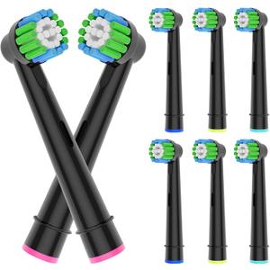 Replacement Toothbrush Heads Compatible with Braun Oral-B, 6 Pack Professional Electric Brush Heads for Oral B Replacement Heads Refill Pro100/1000/1500/4000/5000/7000/8000/9600 Etc, Black (Precision Clean)