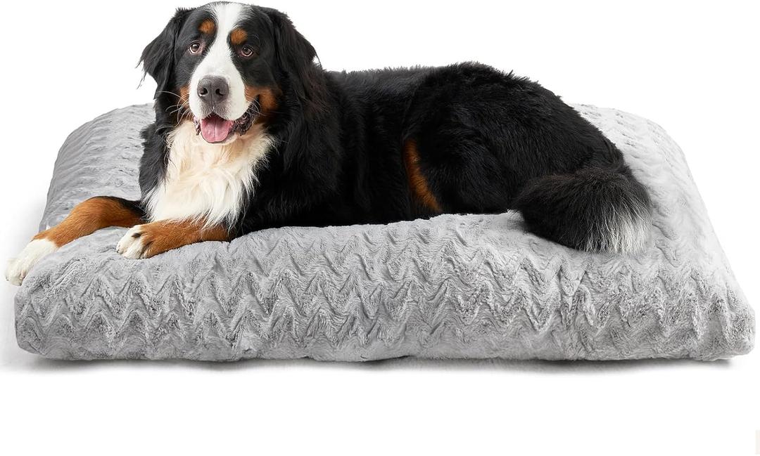 EHEYCIGA XXL Washable Dog Bed for Crate 47x29 Inch, Reversible Kennel Pad for Extra Large Dogs Weight Up to 100 lbs, Plush and Comfy Pet Sleeping Mat, Grey