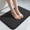Yimobra Memory Foam Bath Mat, Super Soft Absorbent Bathroom Rug Non Slip 24x17 Inch, Quick Dry, Machine Washable Floor Carpet for Tub Shower, Home Decor Accessories, Black