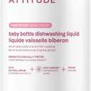 ATTITUDE Baby Dish Soap and Bottle Cleaner, EWG Verified Dishwashing Liquid, No Added Dyes or Fragrances, Tough on Milk Residue and Grease, Vegan, Unscented, 33.8 Fl Oz