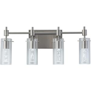 4-Light Bathroom Vanity Light with led Bulb Brushed Nickel Vanity Light for Mirror with Clear Bubbles and Clear Cover Updated Bathroom Wall Sconce Lighting