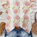 SOLY HUX Women's Floral Blouse Ruffle Cap Sleeve Crewneck Casual Summer Tops (L)