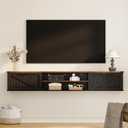 70" Farmhouse Floating TV Stand with Filp Doors for TVs up to 90", Black