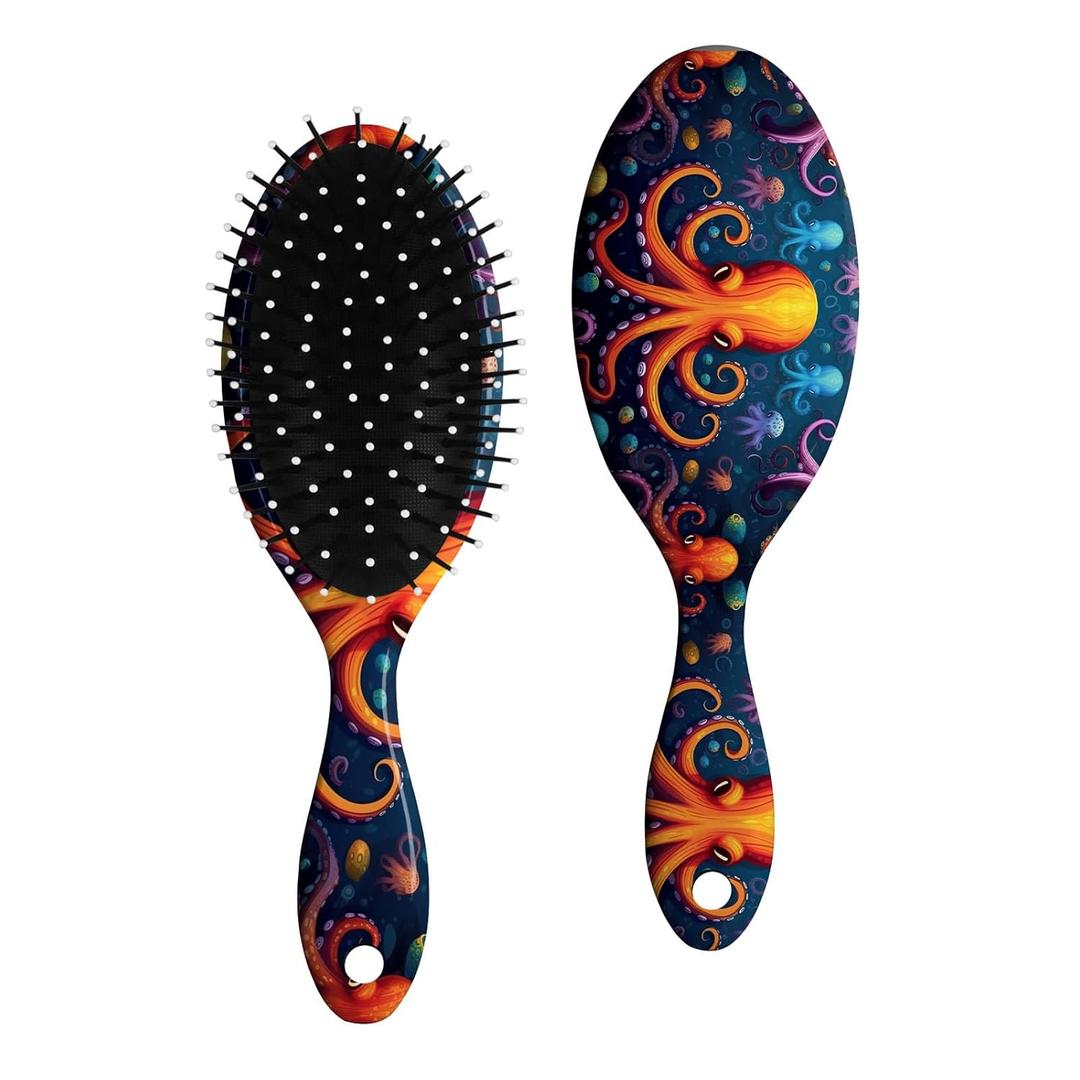 Hair Brush, Detangling Hair Brush, Soft Bristles for Effortless Tangle Removal, Detangler Hairbrush for Women Men Boys Girls Wet Dry All Hair Types (Orange Octopus)