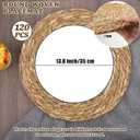 Kochorie Set of 120 Round Woven Placemats 13.8 Inches Bulrush Placemats Natural Hand-Woven Boho Rattan Placemat Wicker Table Mats Farmhouse Weave Place Mats for Home Dining