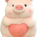 Plush Pig Stuffed Animals Soft Toys Holding Love Heart Dolls Gifts for Girls Girlfriend Lover Pink 8 Inches