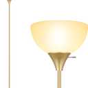 Coucrek Floor Lamp, LED Standing Lamps with White Plastic Shade, White Modern Torchiere Floor Lamp, Simple Tall Lamps for Living Room Dorm Bedroom, Rotary Switch, E26 Base, Bulb not Included, Gold