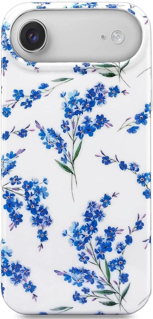 J.west Slim Floral for iPhone Air Case, Thin Soft TPU Protective Phone Cover, Aesthetic Blue Flower Pattern Girly Case
