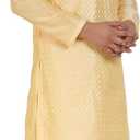SKAVIJ Men's Art Silk Woven Design Kurta Pajama Set Ethnic Motifs Embroidered Party Dress (Yellow)
