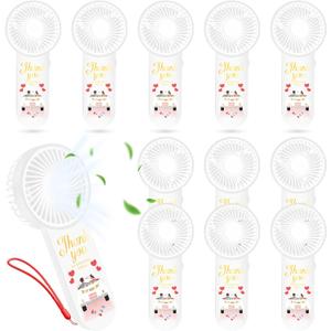12 Pcs Wedding Favor Small Personal Portable Fan Mini Handheld Fan Bulk Small Fans Cute Fans for Guest Women Men Travel Camping (Bride & Groom)
