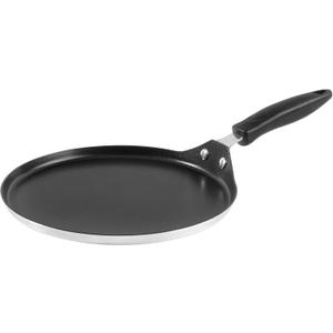 Restaurantware-Met Lux 10.4 Inch Round Griddle With Stay-Cool Handle, 1 No-Stick Flat Top Grill - Compatible With Gas And Electric, Durable, Aluminum Griddle Pan, Even-Heating, For Cooking Eggs (17.5" x 10.4" x 3")
