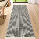 Lahome Belle Boho Kitchen Runner, 2'6''x8 Entryway Rug Lightweight Runners for Hallway Washable Runner Rug with Tassels, Farmhouse Grey Rugs Non Shedding Carpet for Bathroom Foyer