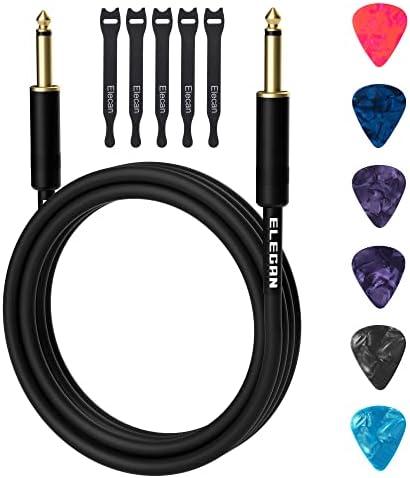 Guitar Cable 75 Feet -Straight to Straight Instrument Cable-Gold Plated-1/4 Inch TS Professional Electric Bass Guitar Cord Amp Cable 6.35mm Male PVC Jacket with 6 Guitar Picks+5 Ties