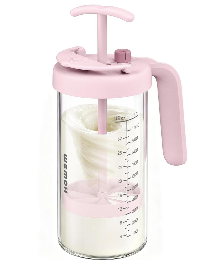 Borosilicate Glass Formula Mixing Pitcher – 32oz True Mixing Capacity, Time Dial for Freshness Tracking, Dishwasher-Safe, BPA-Free Lid, Perfect for Breastmilk Pitcher Method & Multi-Baby Feeding, Pink