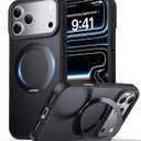 for iPhone 17 Pro Case with Stand Black, Fits MagSafe Ring, Military-Grade Drop Protection, Build in Kickstand,Slim Matte Finish Shockproof Phone Cover 6.3"