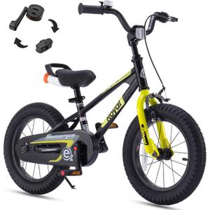 RoyalBaby Freestyle EZ Toddlers Kids Bike, Easy Learn Balancing to Biking, 12 Inch Balance & Pedal Bicycle, Instant Assembly Boys Girls Ages 2-4 Years, 12" Shadow Black