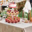YestBuy 3 Tier Round Cupcake Stand with Base, Acrylic Cake Stand, Cupcake Tower Stand, Premium Cupcake Holder for 23 Cupcakes, Display for Pastry Wedding Birthday Party (4" Between 2 Layers)