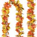 DearHouse 2 Pack Fall Garland Maple Leaf, 5.9Ft/Piece Hanging Vine Garland Artificial Autumn Foliage Garland Thanksgiving Decor for Home Wedding Fireplace Party Christmas (Light Green)
