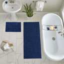 LuxUrux 2-Piece Bathroom Rug Set  Ultra-Plush Chenille Mats, Includes Runner Rug, Soft, Absorbent, Non-Slip & Stylish (27x47 & 16x24 inches, Blue) (16'' x 24'' + 27'' x 47'')