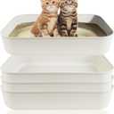 Small Litter Box, Plastic Kitten Litter Box, 13.9 x 9.8 x 3 Inch Open Litter Box for Small Pet, Easy to Clean (White 4PCS)