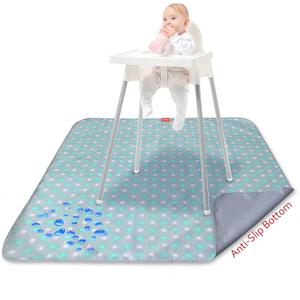 Splat Mat for Under High Chair Mat, Mealtime Baby Art/Crafts/Playtime, Anti Slip Waterproof Splash Machine Washable Portable Picnic Floor Feeding Table Cloth, 42x46 Inch (Flower)