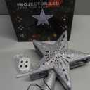 Christmas Tree Topper Lighted with 6 Pattern Projection Modes, Christmas Star Tree Topper Built-in LED Rotating Lights, Silver 3D Glitter Dynamic Projector for Christmas Decorations