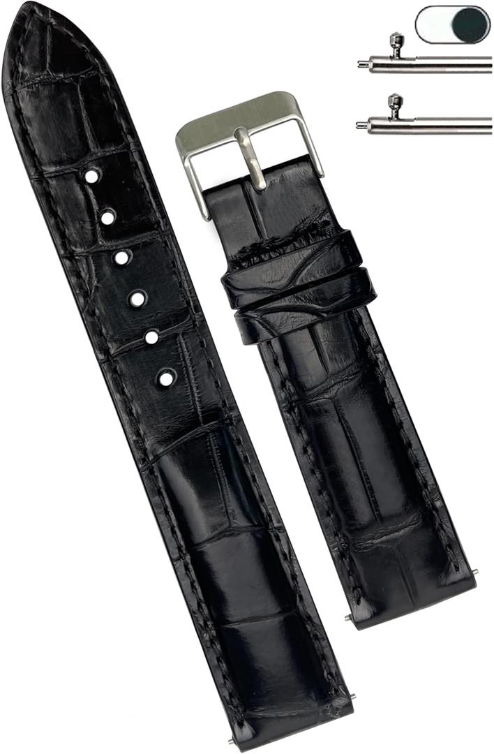 vinacreations Handmade AIIi-gator Watch Band Men Quick Release Croc Premium Leather Watch Strap Replacement Silver Buckles Bespoke 18mm 19mm 20mm 21mm 22mm 24mm