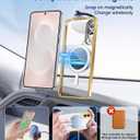 TOBOVON Slim Thin for Samsung Galaxy S25 Edge Case, Compatible with MagSafe, Built-in Camera Lens Protector, Shockproof Protective Phone Case, Soft Electroplated Clear Cover, Gold