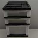 IRIS USA Plastic Drawer Storage Organizer Rolling Cart, with Wheels Casters, 4-Drawers, for Classroom Art Craft Supplies Dresser Closet Bathroom Laundry Room, Black/Pearl