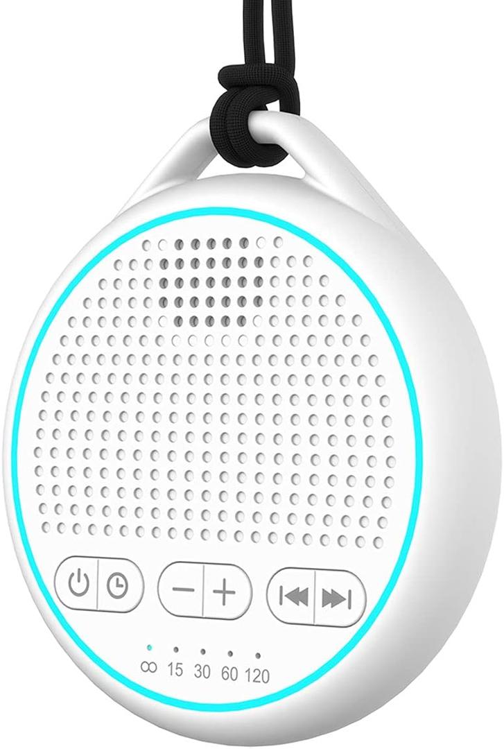 Fourair White Noise Sound Machine with 25 Soothing Natural Sounds Rechargeable Battery Portable for Travel 32 Volume Levels 5 Timers Compact Size for Baby Kids Adults Sleeping (White-Upgrade)