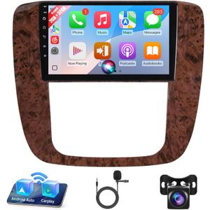 Leadfan Car Stereo Radio for GMC Yukon Chevrolet Chevy Silverado Tahoe Suburban 2007 2008 2009 2010 2011 2012 Wireless CarPlay Android Auto, 9" IPS Touch Screen GPS WiFi Bluetooth Rear Camera SWC