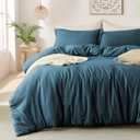 MILDLY Super Soft Duvet Cover - 100% Washed Microfiber Peacock Blue Comforter Cover Set 3 Pieces with Zipper Closure & Corner Ties (No Comforter) (Queen(90"x90"))