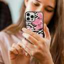 Leopard Print Phone Case Fit for iPhone 15 Pro Max  TPU Shockproof Protective Pink Floral Stylish and Unique Phone Cover Gift for Boy Girl Men Women
