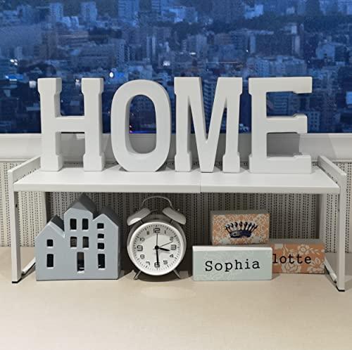 Urhomey plus Expandable Cabinet Shelf Organizer 16-26" L Stackable Kitchen Counter Shelf Rack Stand Sink Riser Countertop Storage White (Normal 7.9”D)