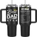 Fathers Day Birthday Gifts for Dad Him, Dad Gifts from Daughter Son, Best Dads Ever Gift, Funny Dads Gift Idea, 40 oz Coffee Tumbler With Handle Straw