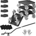 Heavy Duty 1500LBS Furniture Dolly & Movers with 5X 360° Wheels - Carbon Steel Panel & Non-Slip Casters, Includes Lifter Jacks, Gliders for Sofa, Refrigerator