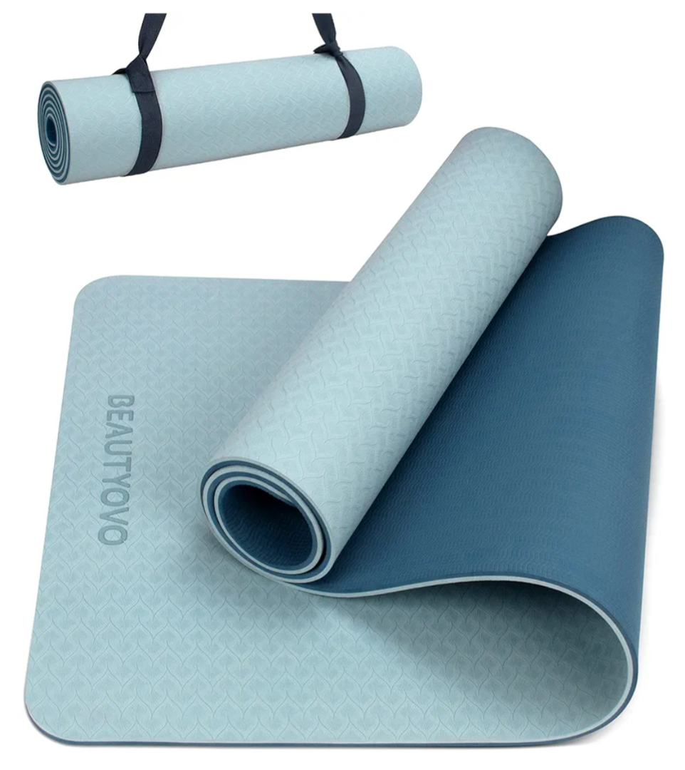 BEAUTYOVO Yoga Mat with Strap, 1/3 Inch Extra Thick Yoga Mat Double-sided Non Slip, Professional TPE Yoga Mats for Women Men, Workout Mat for Yoga, Pilates and Floor Exercises