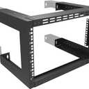 JINGCHENGMEI 6U Wall Mount Rack- 19 Inch Vented Server Rack Open Frame Bracket for AV, IT, Networking Equipments 13"-18" Adjustable Depth Black (6UVented)