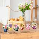 Yookeer 6 Pcs Spring Wooden Signs Decor Wood Tabletop Spring Flowers Tiered Tray Decorations Watering Can Table Centerpiece Wall for Home Office Farmhouse Tabletop
